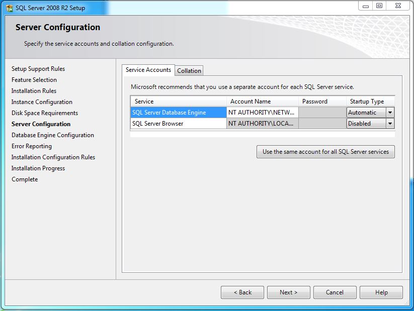 Installing SQL Server